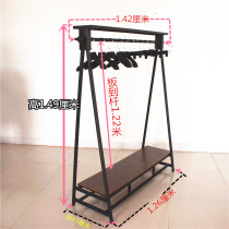 Clothing display retro luo di jia mens and womens solid wood zhong dao jia double pendant childrens clothing store hanging clothes rack