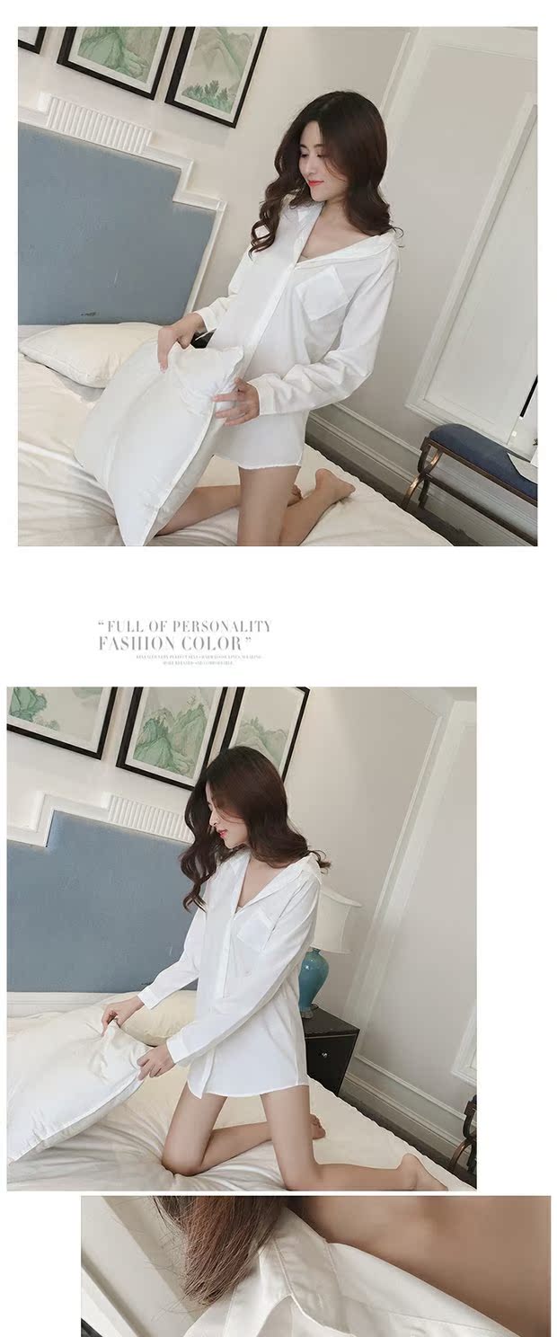 Bộ đồ ngủ nữ màu trắng voan voan đồ lót khiêu dâm áo dài phiên bản Hàn Quốc của bạn trai gió đêm phục vụ tại nhà mùa hè - Đêm đầm áo choàng mùa đông