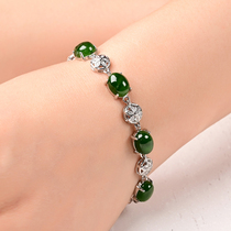 Natural Hetian Jade Jasper bracelet women s925 sterling silver emerald bracelet Jade hand string jewelry inlay