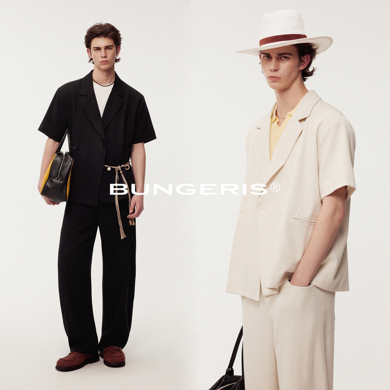 Bungeris'New Rich Old Money' Summer Relaxed Linen Blend Short Sleeve Suit Set Men's Straight-Leg Suit Pants Bungeris'New Rich Old Money' Summer Relaxed Linen Blend Short Sleeve Suit Set Men's Straight-Leg Suit Pants