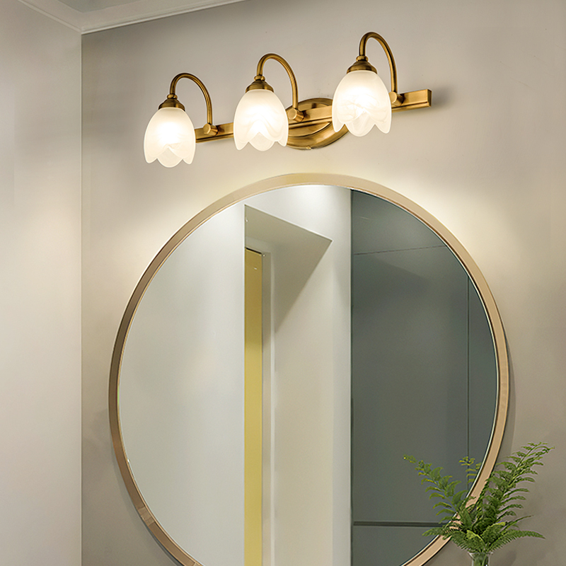American-Style Mirror Front Light Led Bathroom Vanity Light European-Style Washroom Dressing Table Makeup Mirror Light Bulb Wall Lamp