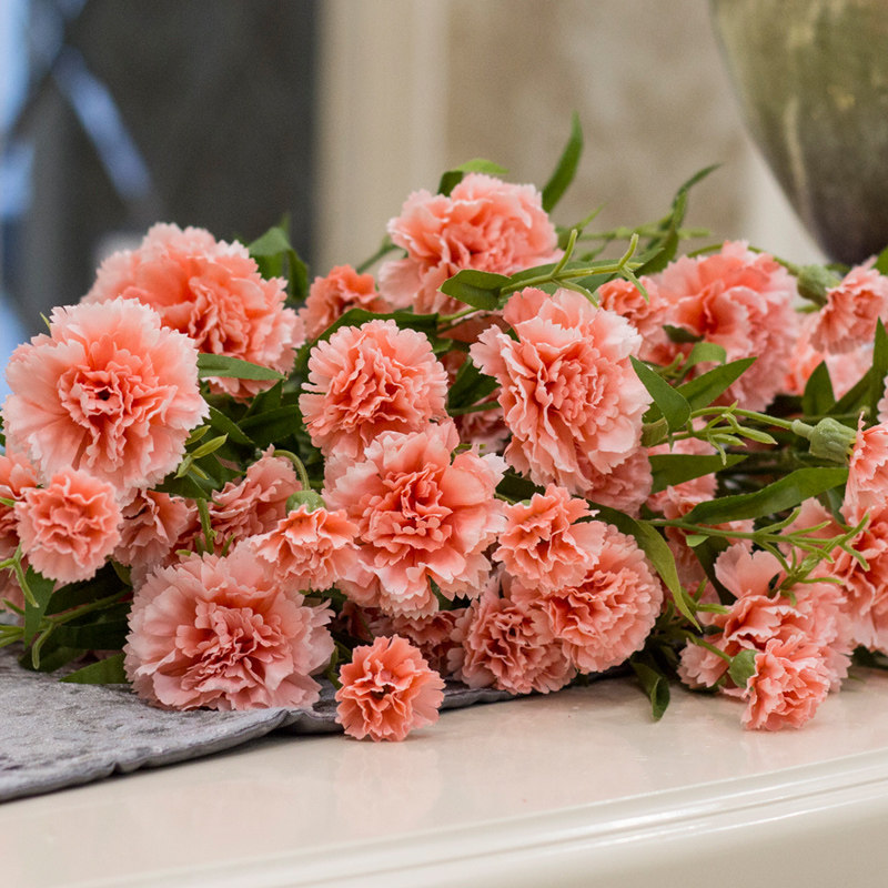 Simulation flower carnation fake flower flower arrangement plastic flower decoration flower living-room silk flower decoration cloth art flower single branch