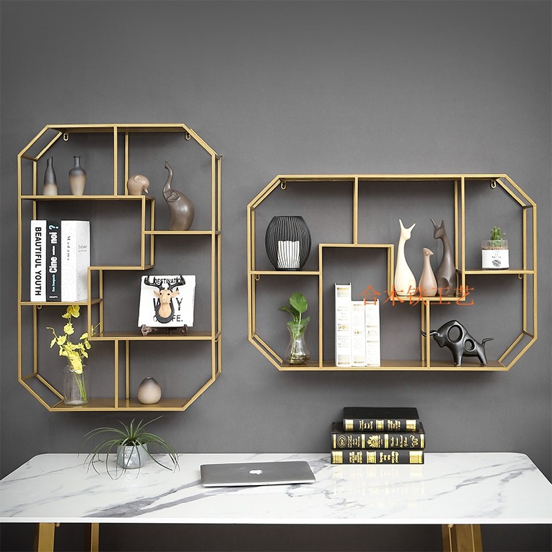 Wall bookshelf rack wall-mounted wall storage cabinet bedroom wall creative lattice living room wine rack hanging cabinet wall cabinet