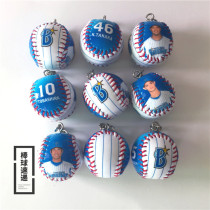(Baseball Express)Japanese single baseball small pendant keychain color photo Hokkaido ham Lotte Golden Eagle
