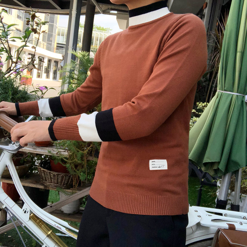 Han boss hlb vải cao cấp nửa cổ áo len tình nhân nam thu đông áo đôi nam nữ