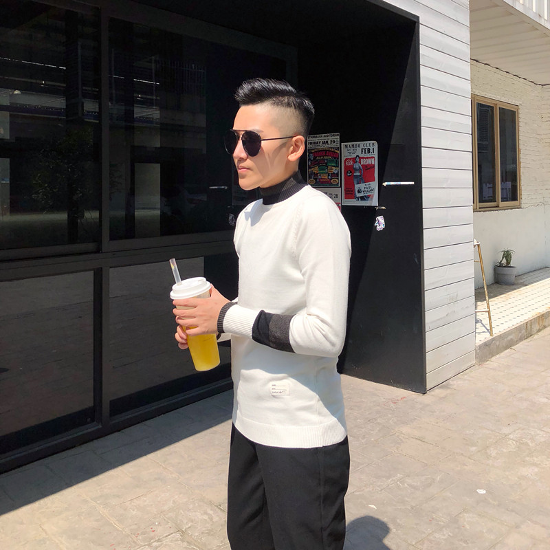 Han boss hlb vải cao cấp nửa cổ áo len tình nhân nam thu đông áo đôi nam nữ