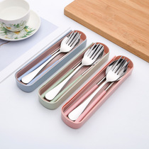 Opening Gift Custom LOGO Stainless Steel Spoon Chopsticks Fork Three Pieces Korean Style Portable Cutlery Suit