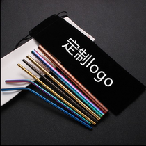 Opening Gift Environmentally-friendly Cutlery 304 Stainless Steel Straw Suit Custom LOGO Pearl Milk Tea Coarse Tube Beverage Tube