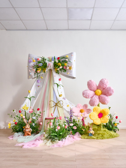 Artificial Flowers, Faux Flower Decorations, Atmospheric Bow Decorations, Commercial Display, Popular Social Media Photo Shoot Scene Setup Decorations