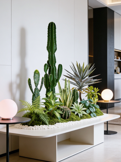 Guling Yisheng Indoor Artificial Cactus Landscaping Large Creative Plant Combination for Mall and Hotel Cactus Decoration