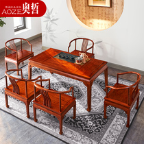Rosewood tea table and chair combination new Chinese Zen mahogany tea table hedgehog red sandalwood simple kung fu coffee table