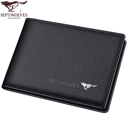 Septwolves, мужской высококлассный защитный чехол для водительских прав, картхолдер, из натуральной кожи, 2 в 1