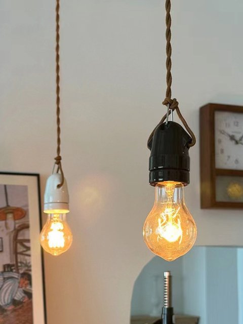 Japanese-Style Retro Ceramic Bedside Lamp Single-Head Unique Restaurant Bar Counter Lamp Foyer Corridor Bedside Mini Pendant Lamp