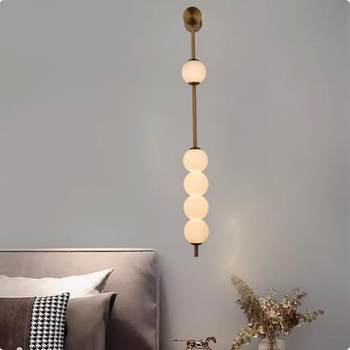 Bedroom Bedside Lamp, Wrought Iron, Nordic Modern Living Room, Minimalist Design, Spherical Decorative Background Wall, Internet-Famous Necklace Wall Lamp
