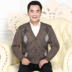 Đàn ông trung niên mùa thu đông mới cộng với áo len dệt kim nhung dày Bố mặc áo len đan cổ chữ V blazer nam Cardigan