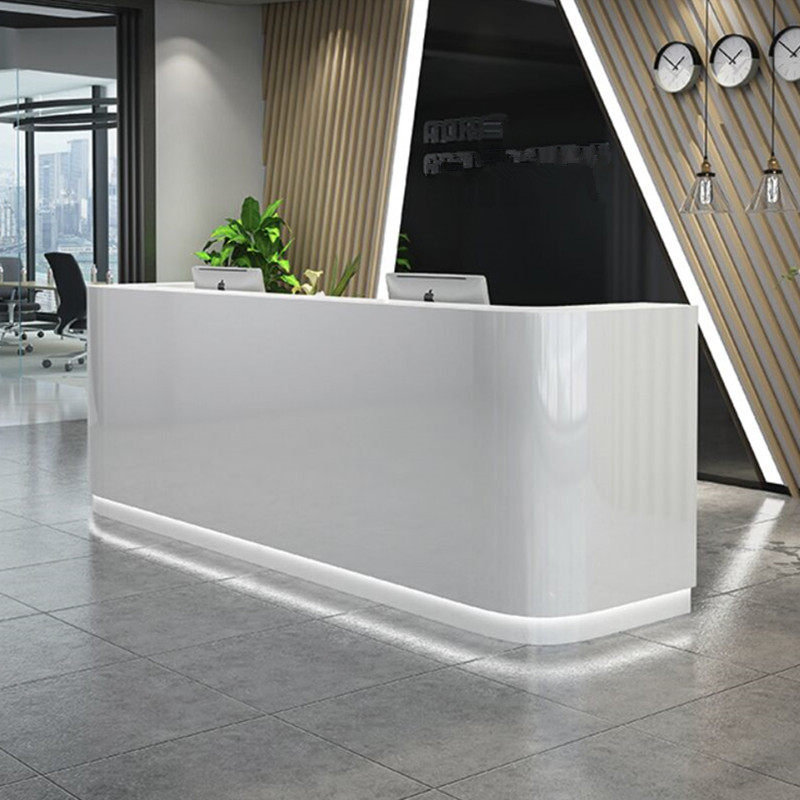 Baking Varnish Front Desk Reception Desk Round Corner Bar Table Beauty Salon 4S Store School Training Front Desk Clothing Store Cashier Counter