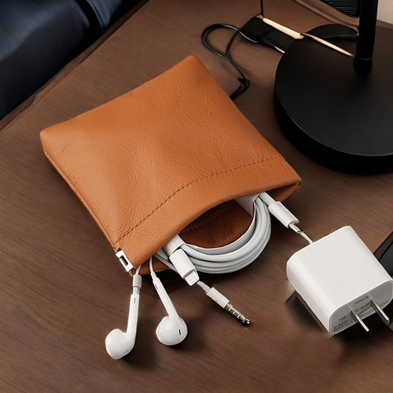 2025 New Coin Purse with Automatic Pop-Up Mechanism, Jewelry Storage Small Wallet, Genuine Leather Coin Pouch, Car Key, Earphone Holder