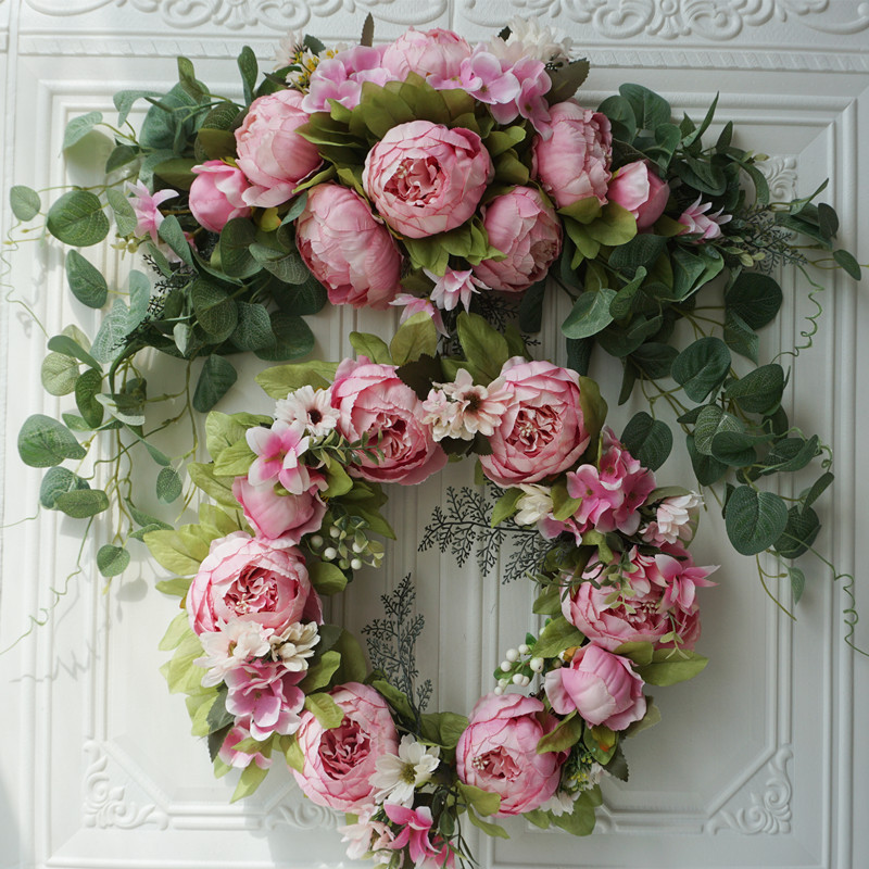 Nordic Style Artificial Wreath Door Decoration Wall Hanging Wedding Welcome Sign Room Door Wall Hanging Ornament
