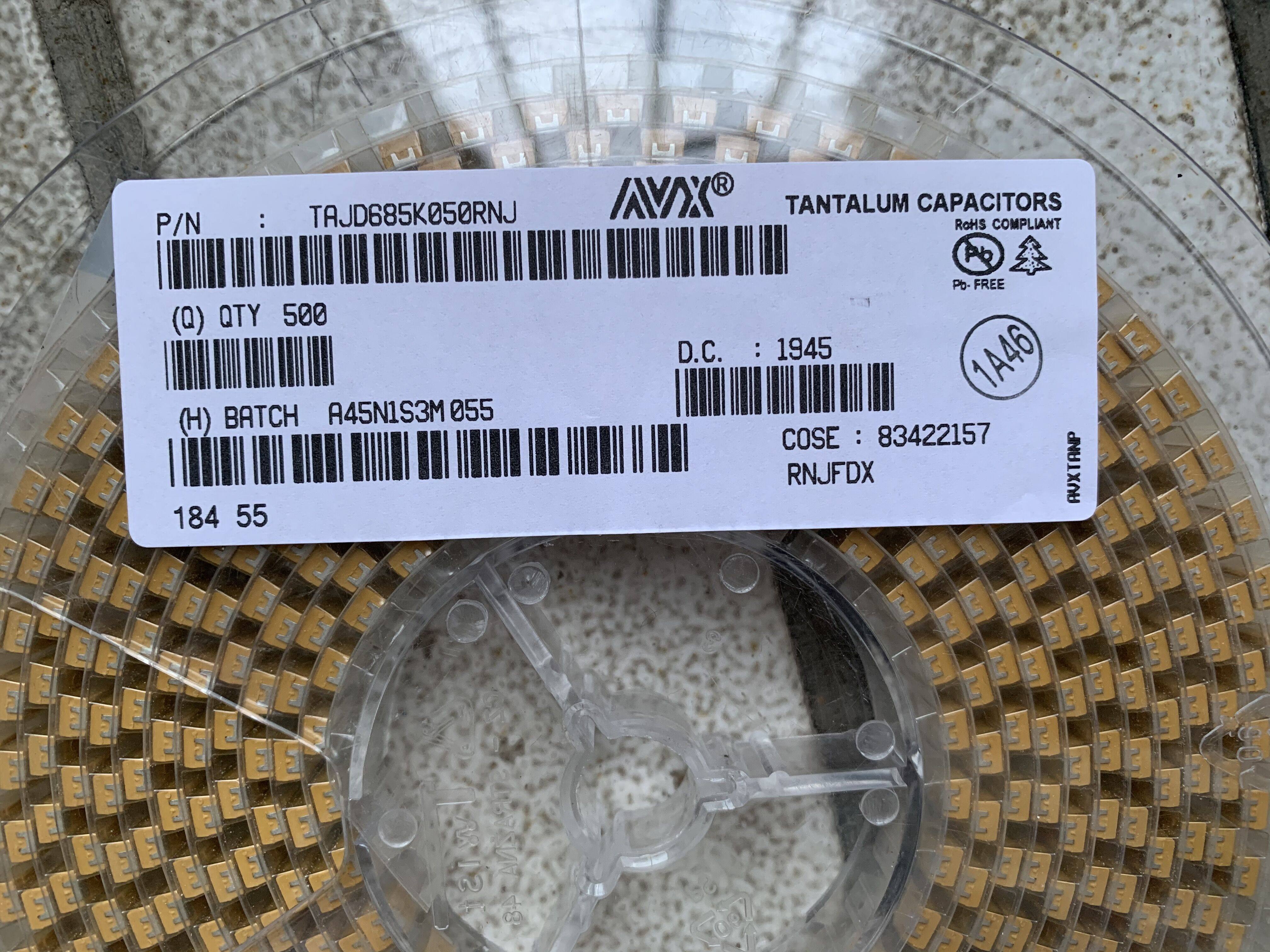 Tantalum capacitor AVX TAJD685K035RNJ 35V 6 8UF D 685V