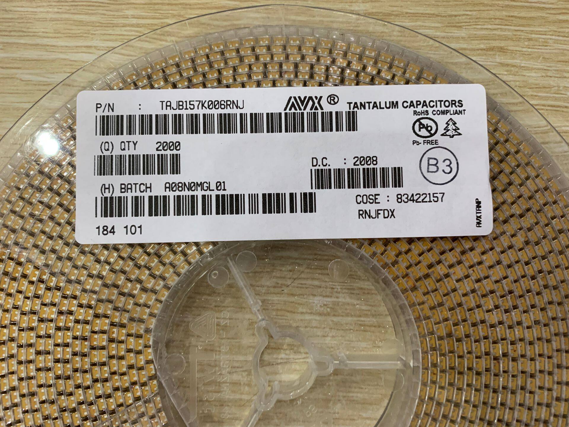 Tantalum capacitive AVX 3528 1210 TAJB157K006RNJ 6 3V 150UF Type 157J