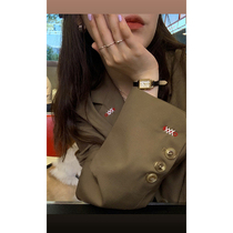 HEYGIRL black elder brother design sense embroidered temperament small suit jacket female autumn high-grade loose casual top