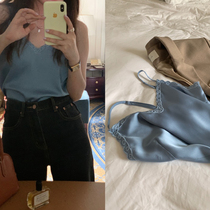 HEYGIRL black brother design feel inside with ice silk suspenders small vest female lace lace love chest top new