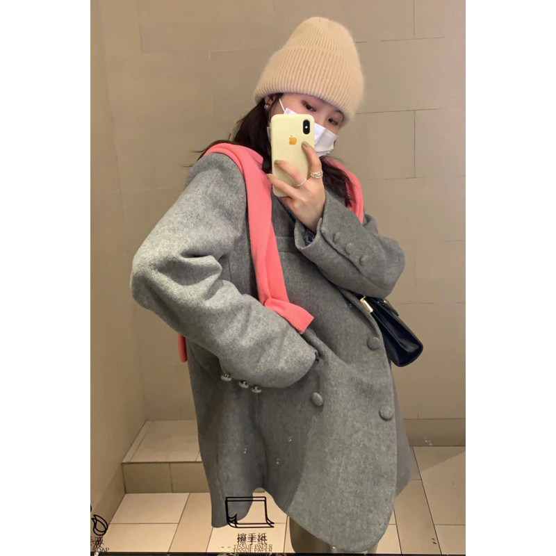 HYYEGIRL Black Cos Korean version loose 50 wool suit thick coat female autumn winter small crowdsuit jacket