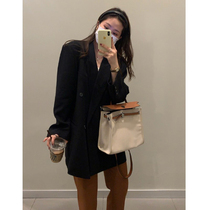 HEYGIRL black brother Korean double-breasted father loose profile small suit women Autumn senior casual suit