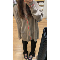 HEYGIRL Black Brother Korean version of loose thin vneck long sleeve knitted cardigan women autumn lazy top jacket