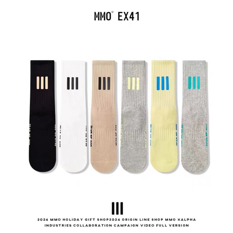 Fog Candy Three-Stripe Solid Color Cotton Mid-Calf Socks for Men and Women ins Couple Sports Trendy Socks Versatile and Comfortable