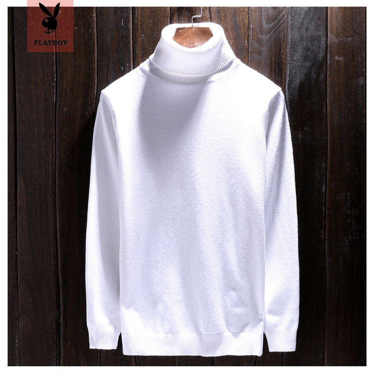 Áo len cao cổ Playboy áo len nam hàn quốc Slim trẻ trung màu áo len cashmere mùa đông quần áo mùa đông nam giới