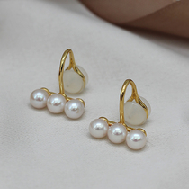 Mini pearl ear clip s925 sterling silver three layers earrings high grade versatile natural freshwater small earrings female