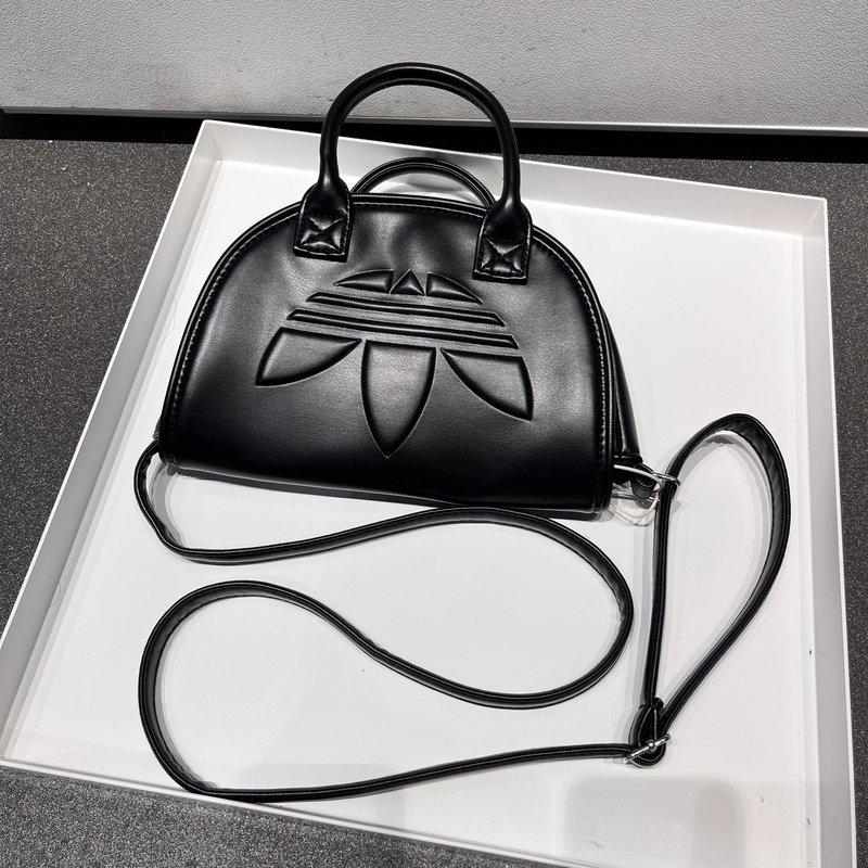 Adidas Trefoil Black Leather Mini Retro Shoulder Bag Crossbody Bag Tote Bag It7378