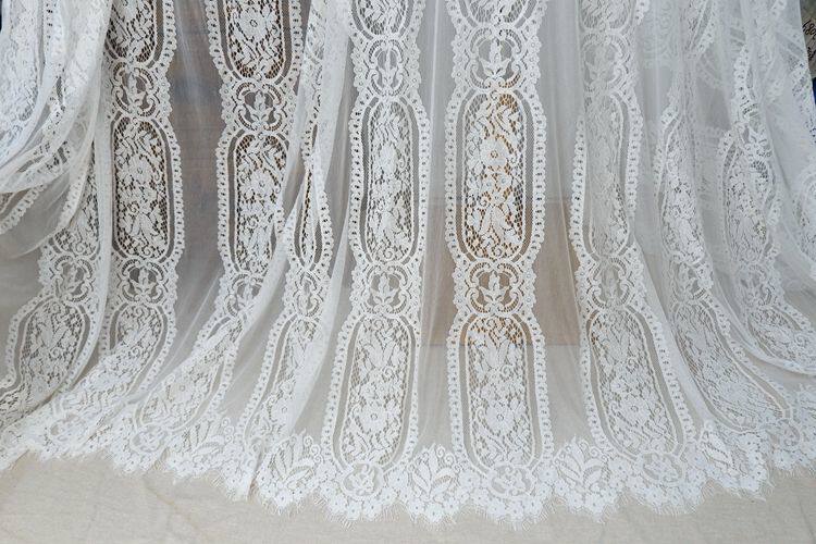 Jacquard-Spitzens toff für Wimpern, ausgehöhlt, weiß, schwarz, rot, 140 cm breit, RS594, 3M Lot – Detail 2