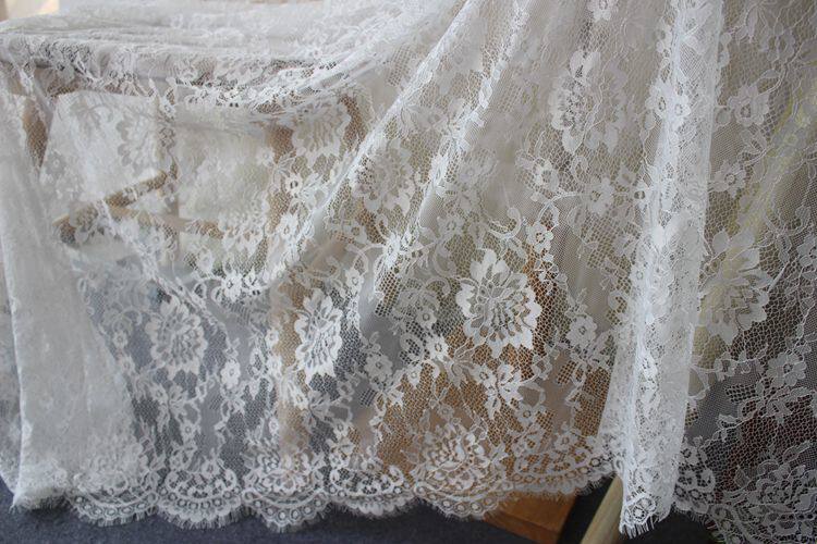 1,5m x 1,5m Baumwoll-Wimpernspitzenstoff mit französischer Seilstickerei DIY Nähen von Kleidern, Vorhängen und Tischdecken – Detail 7