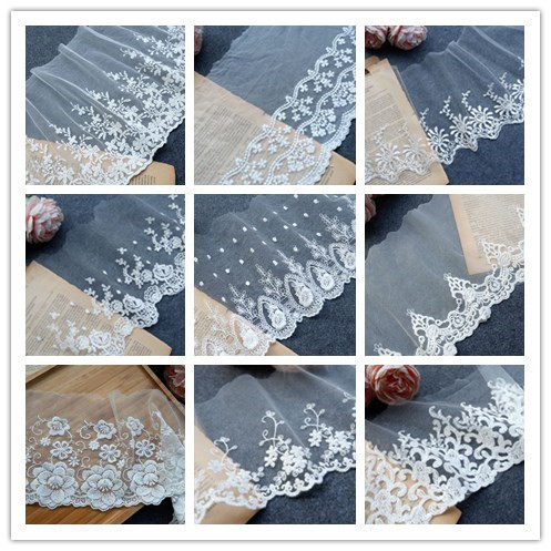 Many high - grade unilateral mesh flower cotton line embroidered lace lace lace accessory DIY clothing decoration materials