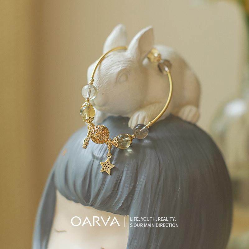 oarva natural citrine blonde crystal bracelet girlfriends girls personality black hair crystal amethyst diy star and moon bracelet