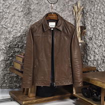 New leather leather jacket mens short first layer cowhide jacket simple slim lapel casual men thickened fashion handsome