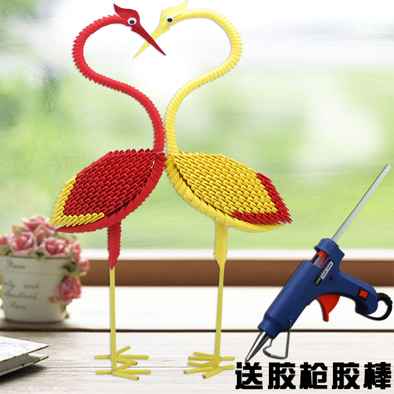 Acacia bird triangular insert origami color handmade materials package glue gun glue stick