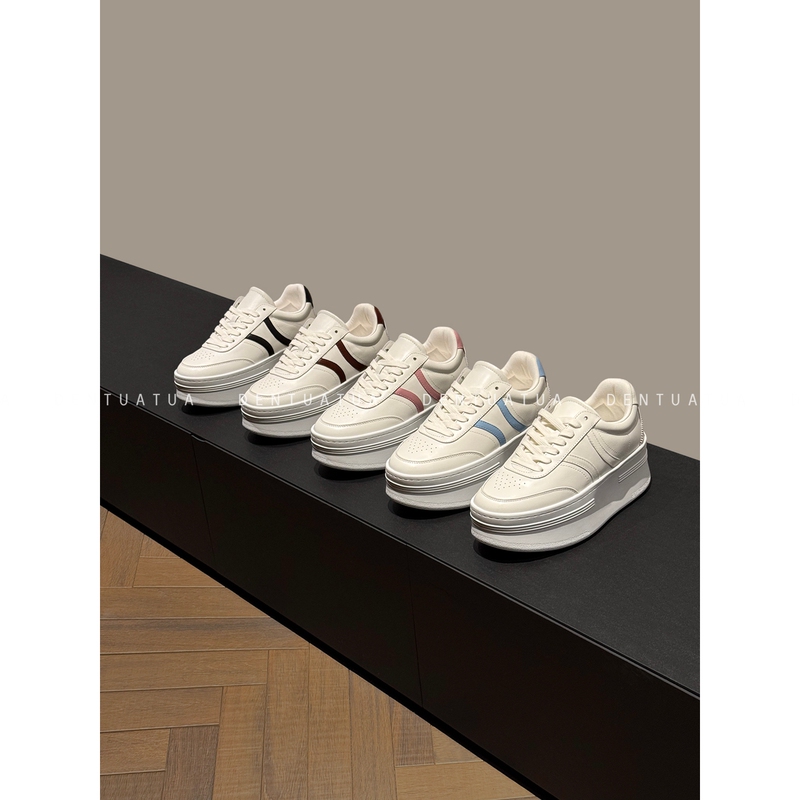 Dentuatua Youthful and Energetic Fresh Symbiosis! 25Fw Thick-Soled Lace-Up Casual Sneakers White Shoes for Women Dentuatua Youthful and Energetic Fresh Symbiosis! 25Fw Thick-Soled Lace-Up Casual Sneakers White Shoes for Women