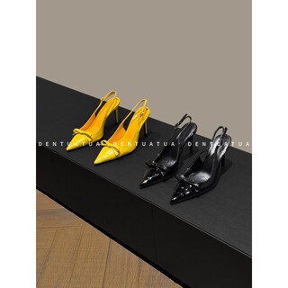 Dentuatua's secret weapon for banquet-goers! 25fw pointed toe bow-tie back hollow toe high-heeled sandals