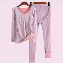 Pregnant womens set thermal underwear plus velvet thickened autumn and winter coat pregnancy autumn trousers pregnancy pair pajamas