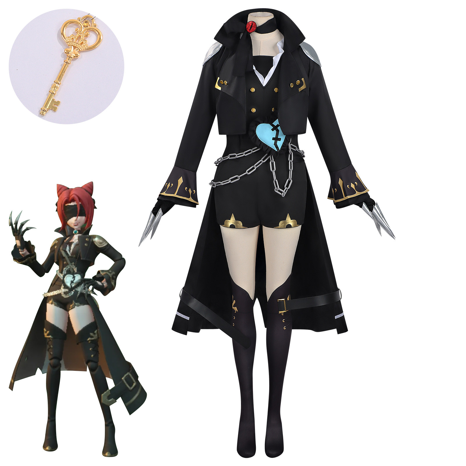 Костюм Egg boy cos shadow claw Fantia женщина-кошка для взрослых и детей, черная игра-тройка с таким же сценическим костюмом для выступлений