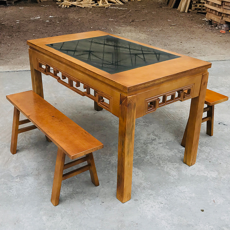 Marble dining table Restaurant Restaurant Noodle restaurant table and chair combination Earth cuisine restaurant Economical fast food table Solid wood eight immortals table