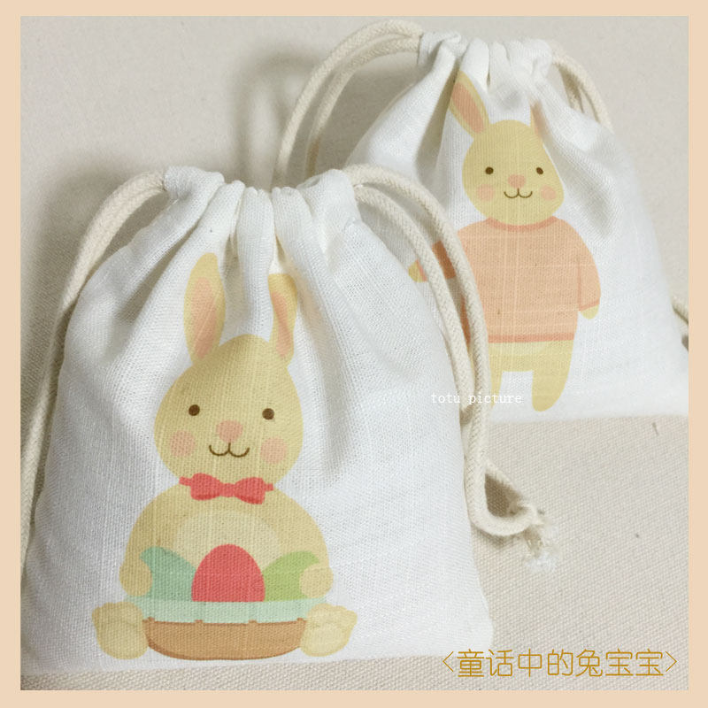 totu fairytale milk rabbit closeout bag bunch pocket clothing travel containing cotton bag cotton rope bag for custom wholesale