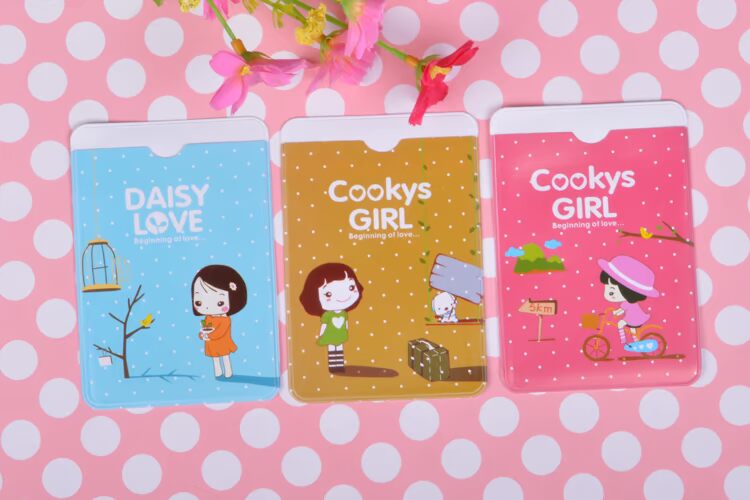 Cô bé dễ thương hai mặt thẻ xe buýt thẻ bữa ăn thẻ ID bọc thẻ căn cước