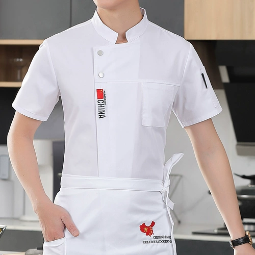 Хлопковый дышащий лонгслив для мальчиков для работы, китайский стиль, короткий рукав