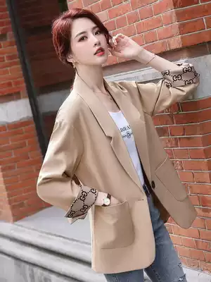 Net celebrity fried street small suit jacket 2020 autumn goddess casual temperament medium and long version of the top Korean loose suit