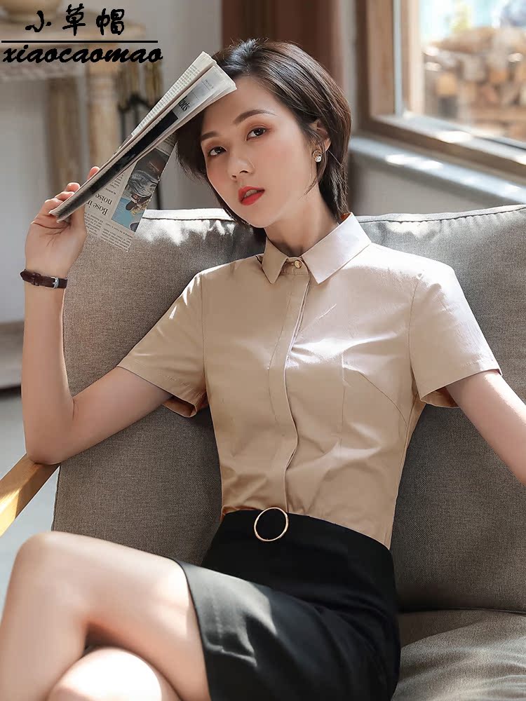 High-end work clothes formal dress female hotel front desk KTV cashier work clothes catering waiter short-sleeved shirt suit