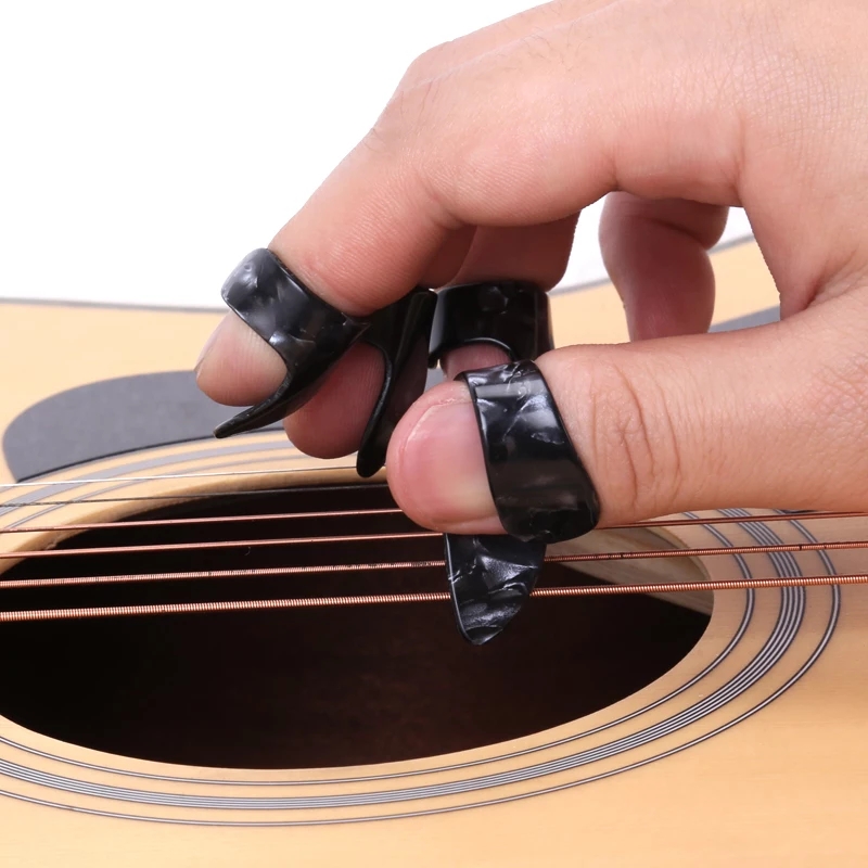 Play Guitar Finger Fingerstall Right Hand Guitar Plucked Sheet Jukri Spring Pieces Wood Guitar Forefinger Thumb Protection Fingertips